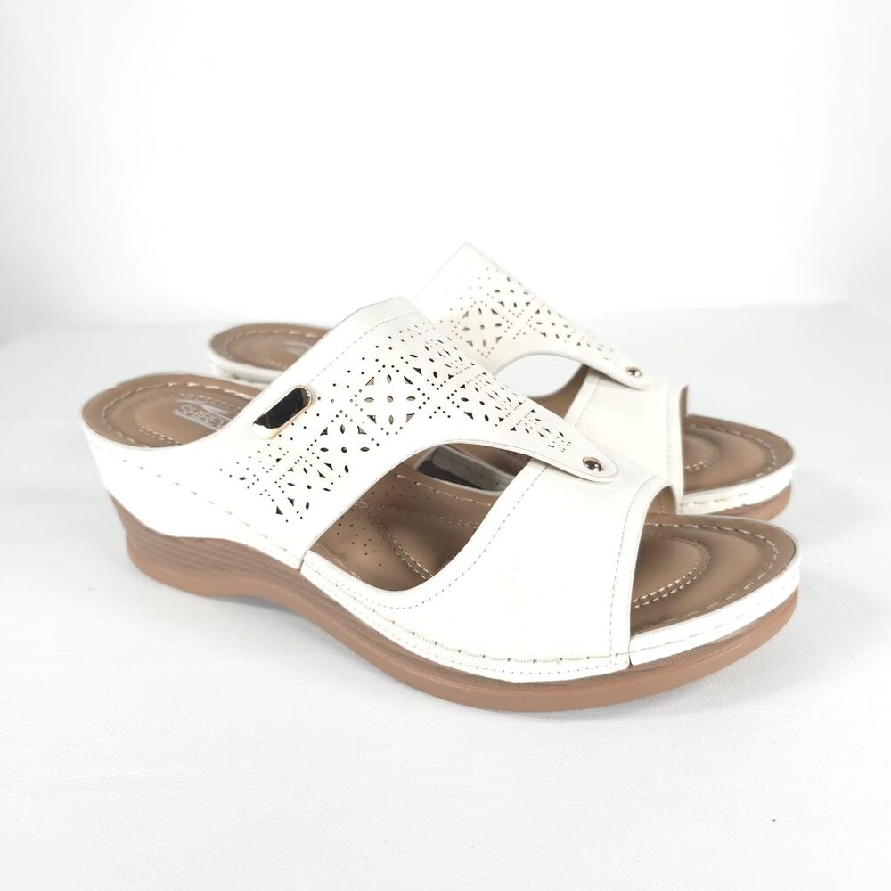 SHIBEVER NWOT Low Comfortable Wedge Sandal Open Toe Slip On Size 42 US 11